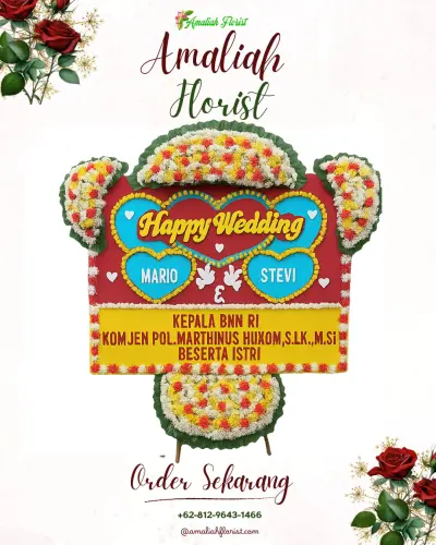 Karangan Papan Bunga Pernikahan di Gombang